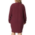 thumbnail image 4 of Unique Bargains Women's Plus Size Long Sleeve Knit Pullover Short Sweater Dresses 1X Burgundy, 4 of 6