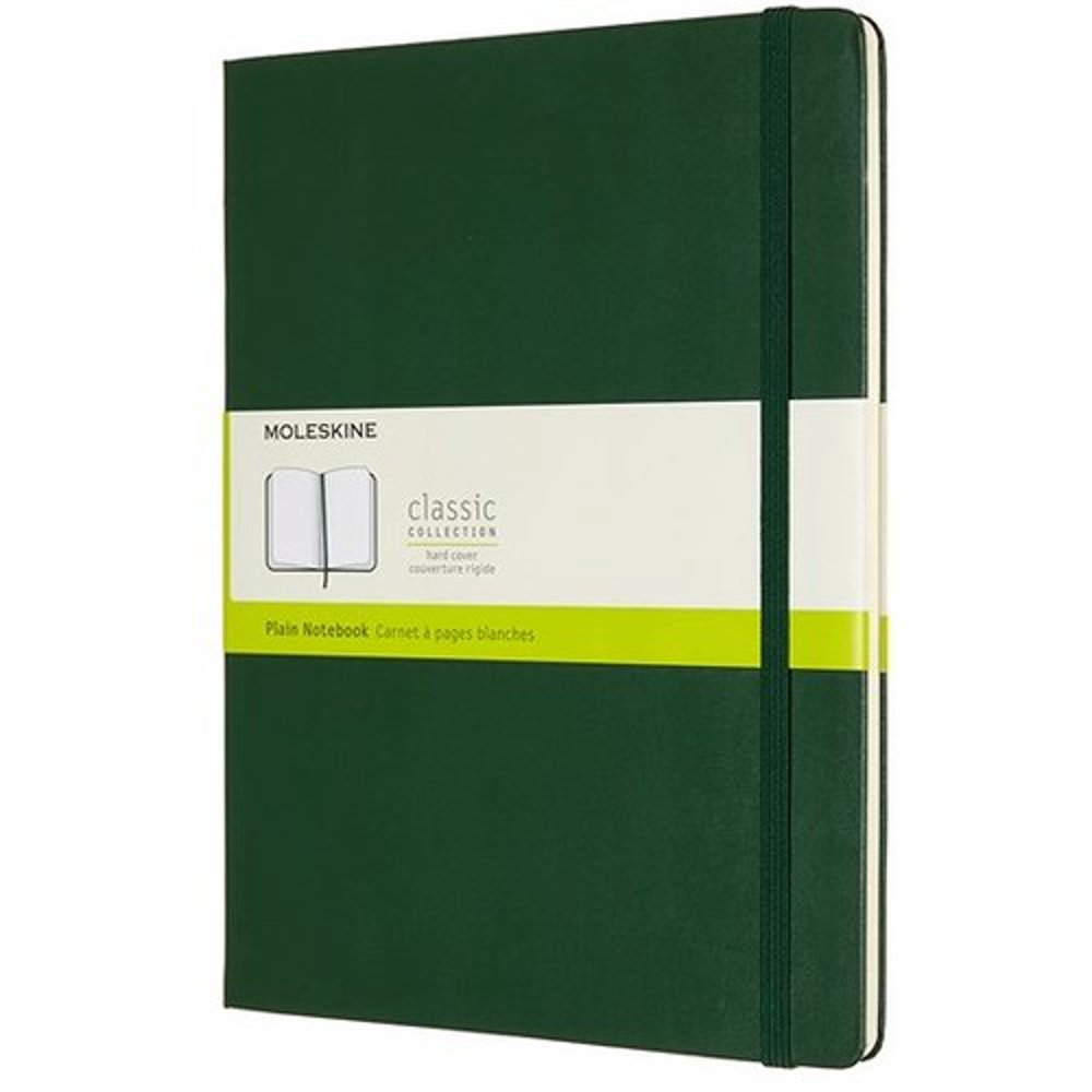 Moleskine Notebook, Extra Large, Plain, Myrtle Green, Hard Cover (7.5 x