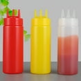 thumbnail image 3 of Cheers.US 3 Pcs/Set Plastic Squeeze Squirt Condiment Bottles with Twist on Cap Lids - Top Dispensers for Ketchup Mustard Mayo Hot Sauces Olive Oil - Bulk Clear BPA Free BBQ, 3 of 7