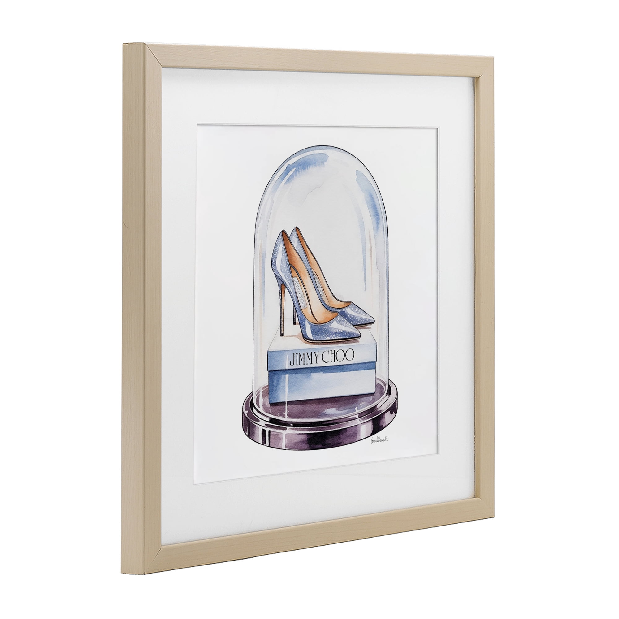Stupell Industries Elegant Shoes in Bell Jar Birch Framed Print Under Glass, design by Amanda Greenwood