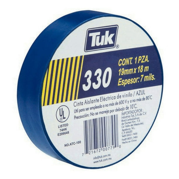 Cinta Aislante Vinil 330 PRO Tuk 19 mm x 18 m Azul