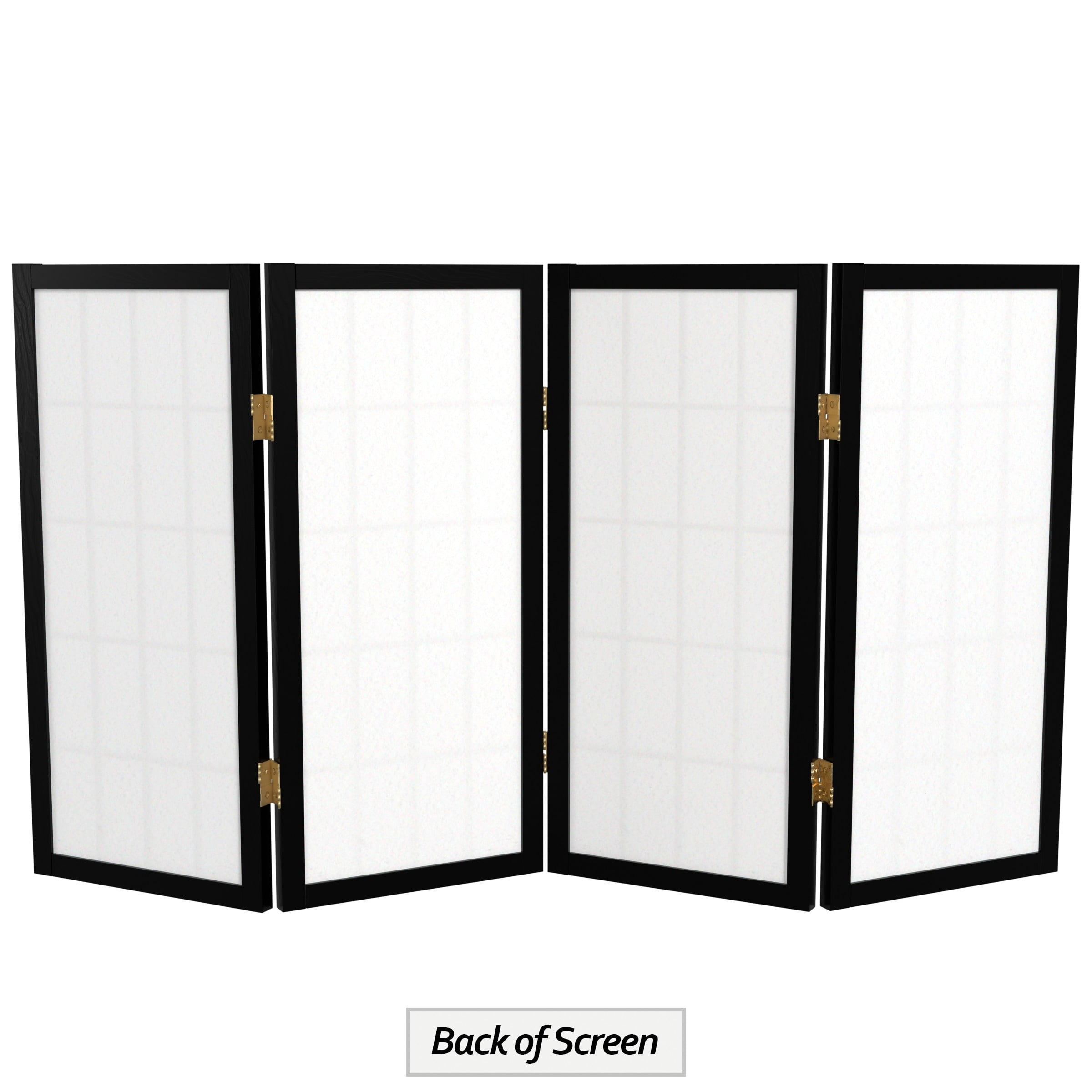 2 ft. Tall Desktop Window Pane Shoji Screen - Black - 4 Panels