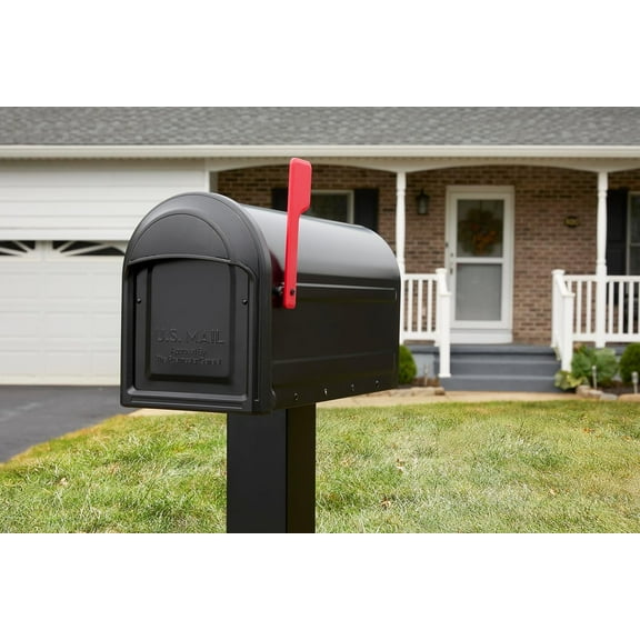 Heavy-Duty Black Steel Post-Mount Mailbox, Large Metal Curbside Mail Box with Magnetic Latch, Weather-Resistant for Residential Outdoor Use