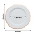 thumbnail image 2 of Efavormart 10 Pack - 10" White Plastic Ornate Dinner Plates With Hot Stamp Scalloped Rim - Rose Gold - Blush for Wedding, Outdoor Receptions, Banquets, Holiday Dining, 2 of 11
