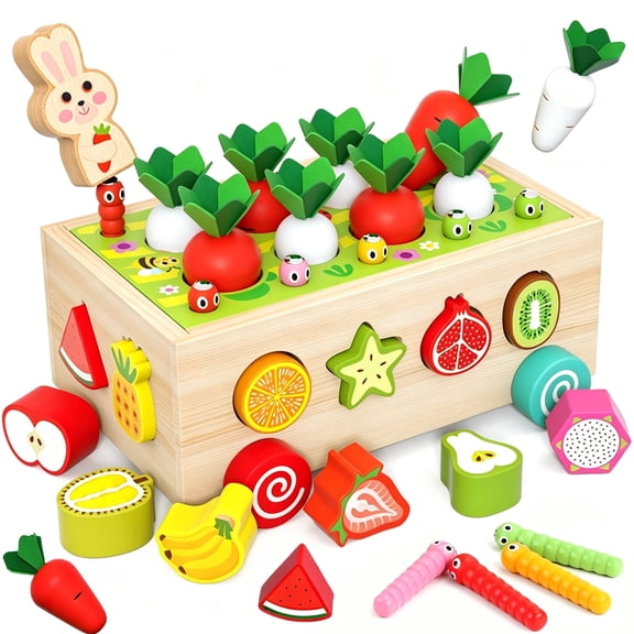 Adofi Toddlers Montessori Wooden Educational Toys  for Toddler  Age 1-3, Gifts for Boys Girls 1-2 Years, Wood Learning Educational Toys Fine Motor Skills Game, Shape Sorting Toys for Baby