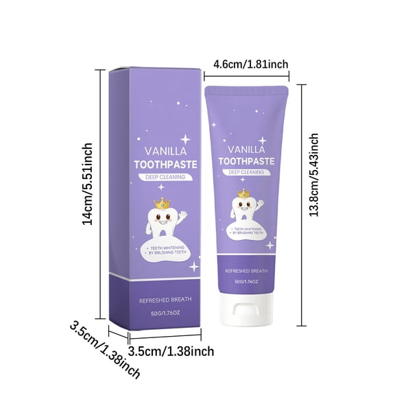 Vanilla Stain-Removal Toothpaste 50g - Whitening Dental Paste for Brighter Smile - Gentle Enamel Cleaner