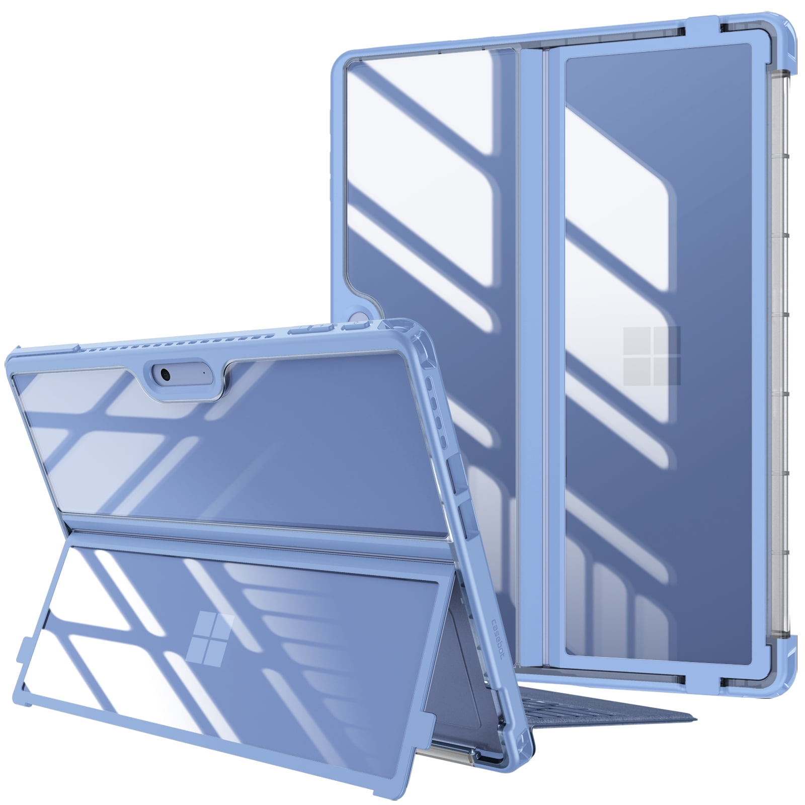 Fintie Case for 13 Inch Microsoft Surface Pro 10 (2024) / Surface Pro 9 (2022) - Shockproof Folio Rugged Hard Cover with Clear Transparent Back Shell Compatible with Type Cover Keyboard, Blue
