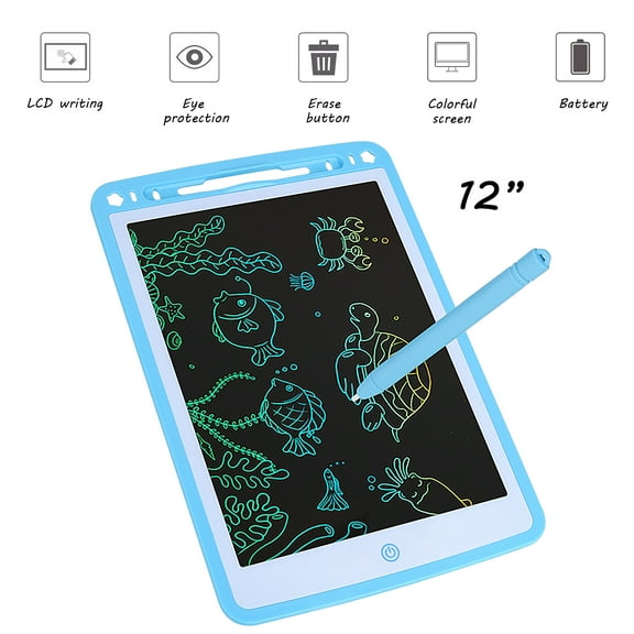 12" LCD Writing Tablet Electronic Writing Drawing Board Doodle Board Handwriting Paper Drawing Board Gift for Kids and Adults Blue