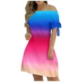 thumbnail image 1 of SMihono Robe Maxi Bohème d'Été pour Femmes Grande Taille Mode Féminine Manches Courtes Imprimé Fleurs Robe Pull Plage Robe d'Été, 1 of 4