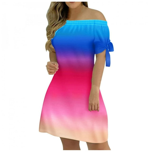 SMihono Robe Maxi Bohème d'Été pour Femmes Grande Taille Mode Féminine Manches Courtes Imprimé Fleurs Robe Pull Plage Robe d'Été