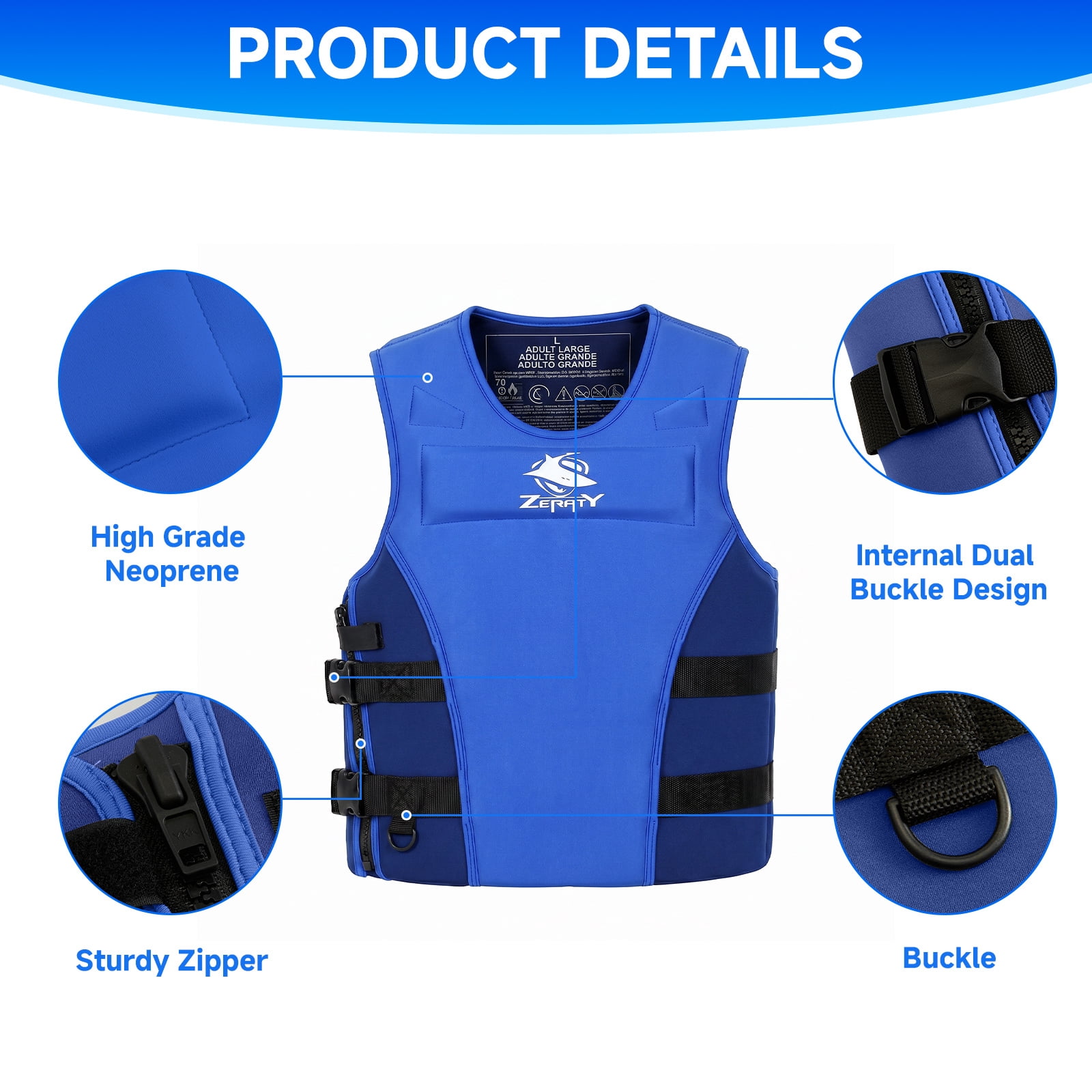 Adult Swim Vest Life Jacke, Women Men Float Jacket with Adjustable Straps & Secure Buckle for Boating Fishing Kayaking Beach Pool Water Sports