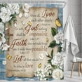 thumbnail image 5 of Bible Verse Floral Shower Curtain Christian Scriptures White Flower Inspirational Quote Rustic Plant Artwork Cloth Fabric Waterproof Polyester Bathroom Decor Set with Hooks-72"W x 72"L (Pack of 1), 5 of 7