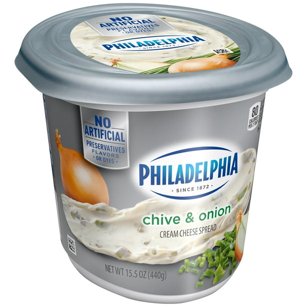 Philadelphia Chive and Onion Cream Cheese Spread, 15.5 oz Tub