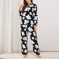 thumbnail image 2 of Lsque Lilies Flowers Pattern Long Sleeve Pajama Set for Women - Soft 2-Piece Sleepwear and Loungewear Set with Pockets, Comfy Nightwear-Medium, 2 of 7