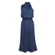 thumbnail image 5 of Vestido largo de satén para mujer con cuello alto, sin mangas y abertura lateral - Vestido formal/informal de noche para bodas/cócteles, 5 of 6