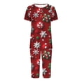 thumbnail image 6 of Tnhcen Women's 2-Piece Christmas Snowflake Print Pajamas Set Short Sleeve Round Neck Capri Pants with Pockets Soft Festive Nightwear S-3XL, 6 of 7