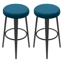 Uxcell 2 Pcs Velvet Bar Stool Covers, 14-18 Inch Round Bar Stool Cover with Elastic Band Stretch Chair Seat Cover Washable Slipcovers for Round Stool Chair, Blue