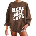 thumbnail image 5 of Fesfesfes Women Flannel Shirt Letter Print Loose Roundneck Long-Sleeved Fleece Oversized Sweatshirt Pullover Sale on Clearance, 5 of 9