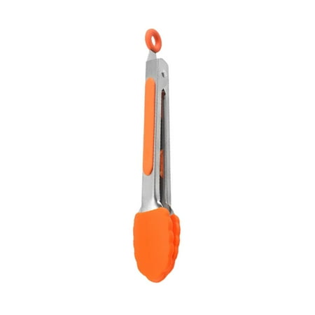 

Kitchen Tongs with Silicone Tips Non-Stick Heat Resistant Grilling Bread Clamp Cooking Utensil inch Orange