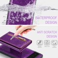 thumbnail image 6 of Nalacover Wallet Case for Google Pixel 7 Pro, 2 in 1 Design Zipper Pocket Luxury Shining PU Leather Cover with Back Card Slots Holder Magnetic Kickstand Shockproof Anti-Scratches Case, Darkpurple, 6 of 9