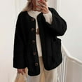 thumbnail image 4 of Dpytoraw Women's Cozy Winter Jacket Casual Long Sleeve Buttoned Coat, 4 of 5