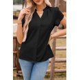 thumbnail image 4 of Chase Secret Blouses for Women Notched V Neck Petal Short Sleeve Tops Dressy Casual Shirts Black, 4 of 7