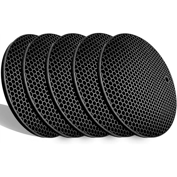 5 Pack Extra Thick Silicone Trivets Heat Resistant Pot Holder and Oven Mitts