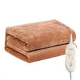 thumbnail image 1 of Tignapoo Adjustable Heated Flannel Blanket, 150x80cm, 9 Temp Levels, 12-Hour Timer, Brown, 220-240V EU Plug, 1 of 6