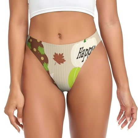 Rateoe Gnome Happy Fall Pattern Seamless Women Underwear Thongs No Show Ladies Thong No Line Breathable Comfortable Panties Undies for Women-3X-Large