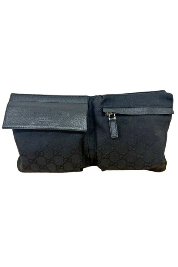 Pre-Owned GUCCI GG Canvas Shoulder Bag/Body Bag 28566 Black Men's