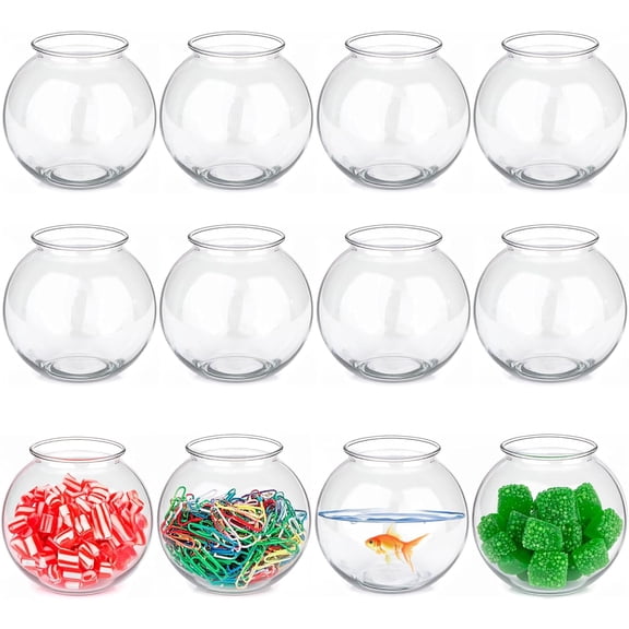 Bedwina 12-Pack Plastic Fish Bowls – 16 oz Clear Containers for Candy, Drinks, Games, and Party Decorations