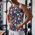 thumbnail image 5 of Cauagu Floral Rabbit Print Men's Sleeveless Muscle Shirts,Tank Tops Quick Dry Workout Tank Top Gym Muscle Tee Fitness Bodybuilding T Shirt for Men-X-Large, 5 of 7