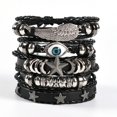 thumbnail image 1 of Pulseras de cuero trenzado negro de 5 piezas para hombre y mujer, pulseras de ojos punk rock, 1 of 4