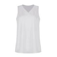 thumbnail image 6 of Scyoekwg Tank Tops for Women Summer V Neck T Shirts Trendy Sleeveless Basic Tee Side Slit Loose Comfy Tunic Tshirt (White,XXL), 6 of 7