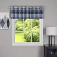thumbnail image 3 of Plaid Window Kitchen Curtain Privacy Sheer 3-Piece Tier Panel Pair and Valance: 57" x 36", Tier Pair & Valance, Blue/Black, 3 of 4