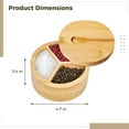 thumbnail image 4 of Salero y pimentero de madera con 3 compartimentos, salero y pimentero, soporte para condimentos con cuchara y tapa absorbente, soporte de almacenamiento de cocina de madera de 4,7 pulgadas para condim, 4 of 5