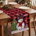 thumbnail image 3 of Table Runner Dresser Scarves 90 Inch Long,Let Snow Words on Red Black Plaid Linen Dining Table Runners, 3 of 9