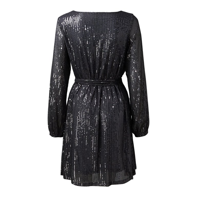 TIANZEN Women's Holiday Party Sequin Beaded Lace Up Long Sleeved Dress  Dresses Womens Dresses Casual Summer Midi Length Wrap Dresses for Women  Summer - Walmart.com