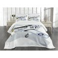 thumbnail image 3 of Ambesonne Vintage Airplane Quilted Bedspread Set 3 Pcs, Classic Dallas, Queen Size, Multicolor, 3 of 5