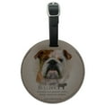 thumbnail image 1 of Bulldog Dog Breed Round Leather Luggage Card Suitcase Carry-On ID Tag, 1 of 8