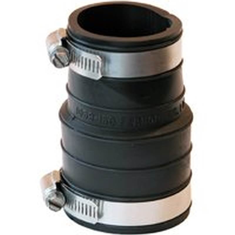 Fernco 1059 Flexible Pipe Coupling, 1-1/2 in x 3.9 in, Plastic Socket X 1 1/2 Cast Iron To Pvc