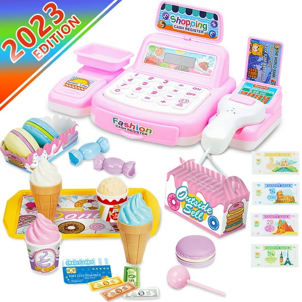 SNNROO Cash Register Toy for Kids Pretend Play Cashier Supermarket Shop
