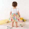 thumbnail image 2 of Letdown Girl Easter Dress A Line Casual Tutu Dresses Toddler Ruffle Flutter Shoulder Bunny Eggs Print Knee Length Dresses Holiday Outfits (Yellow,18-24 Months), 2 of 9