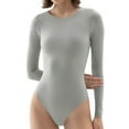 thumbnail image 4 of KDFJPTH Womens Crew Neck Long Sleeve Bodysuit Comfortable Against The Skin Tops Body Suits Women Clothing Long Sleeve Thong Body Suit, 4 of 5