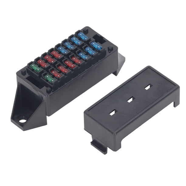 Caja de fusibles automotriz de 16 vías, mini, resistente a altas temperaturas, 16 piezas, juego de soporte de terminales de 32 cables para automóvil, autobús, barco