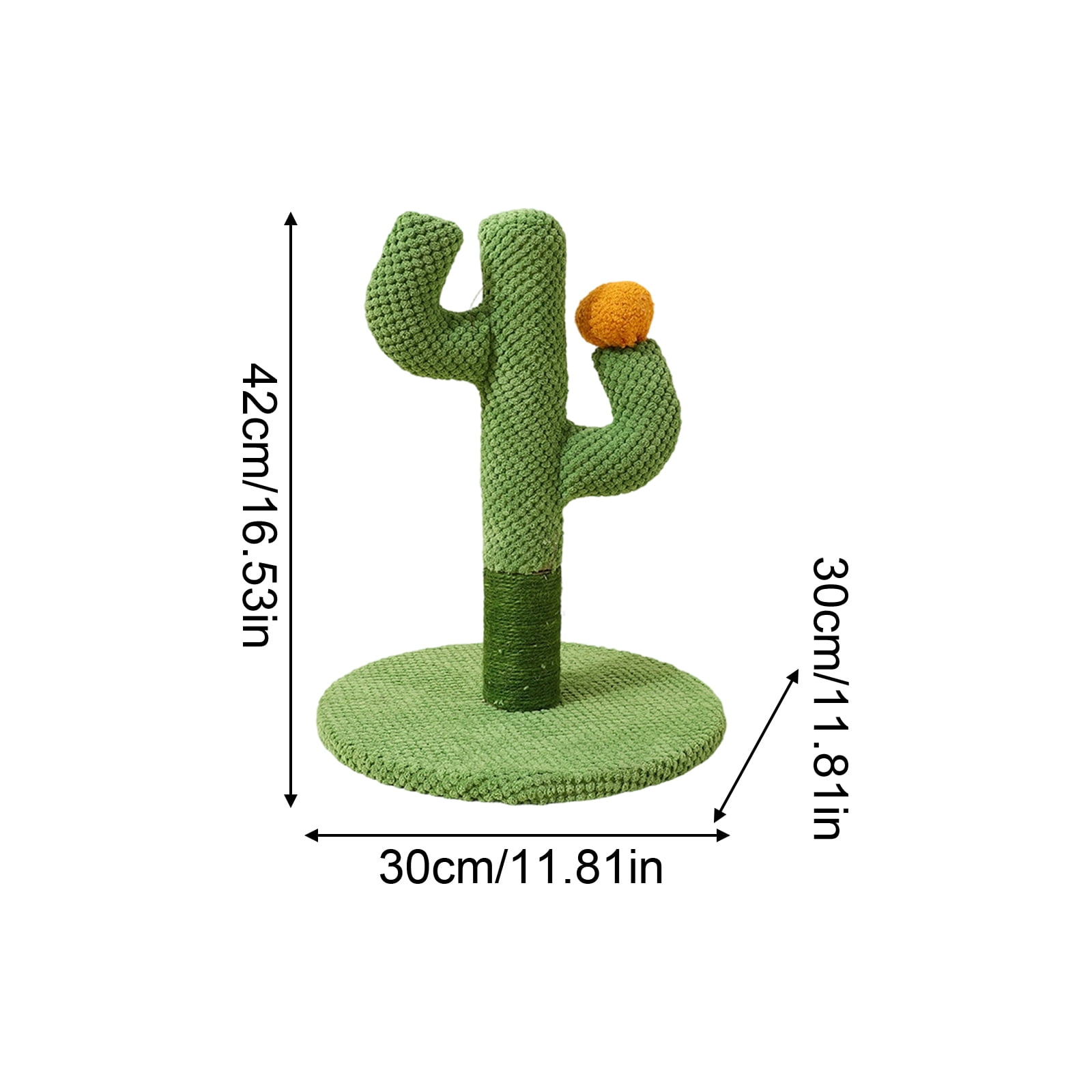 Cactus Cat Scratching Post with Sisal Rope, Stable Interactive Cat Tree with Hanging Ball for Indoor Cats, Durable Furniture Protector for Kittens and Adult Cats, Green Pet Toy, S