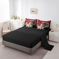 thumbnail image 3 of Snow Leopard Queen Comforter Set - 7 Pieces Reversible Comforters Queen Size Bed Set Bed in a Bag with Comforter,Red Rose Flower Sheets,Pillowcases & Shams,Wild Animal Cheetah Bedding Sets, 3 of 5