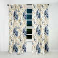 thumbnail image 2 of Designart "Delightful Cobalt Cameos" Floral Blackout Curtain Panels, 2 of 4