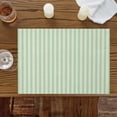 thumbnail image 2 of Sage Green Striped Placemats for Dinning Table Set of 4, Modern Simple Farmhouse Beige Burlap Kitchen Place Mats Waterproof Cloth Table Mats, Indoor Outdoor Placemats Easy Clean Dinner Decor, 2 of 8