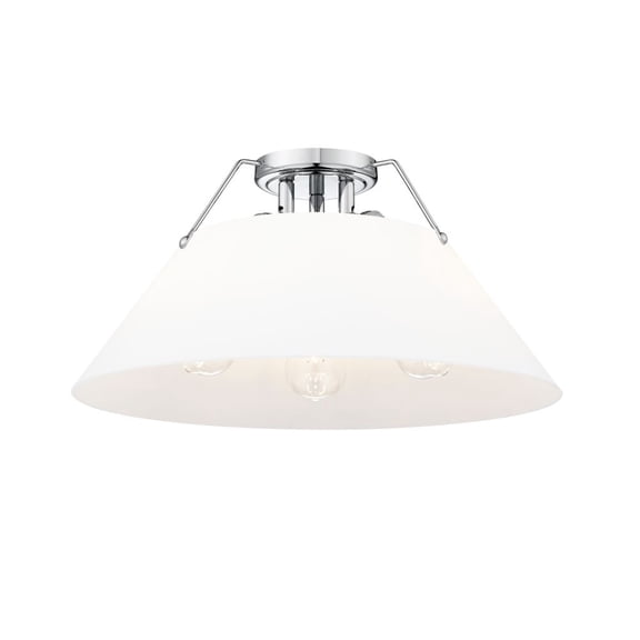 3306-3FM CH-OP-Golden Lighting-Orwell - 3 Light Flush Mount-9.25 Inches Tall and 18.75 Inches Wide-Chrome Finish-Opal Shade Color